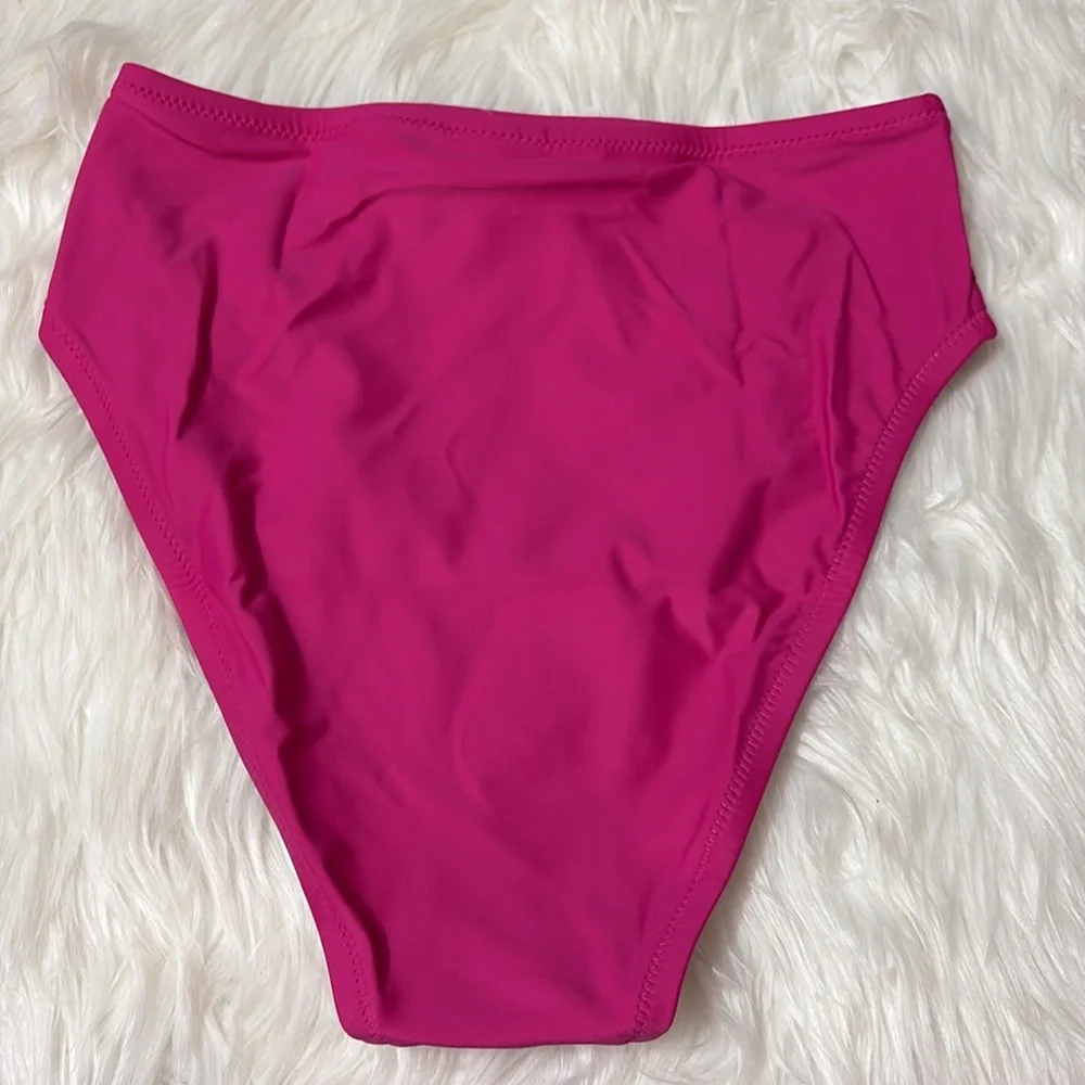 NWT J. Crew Radiant Fuchsia High-Rise Full Coverage Bikini Bottoms Only